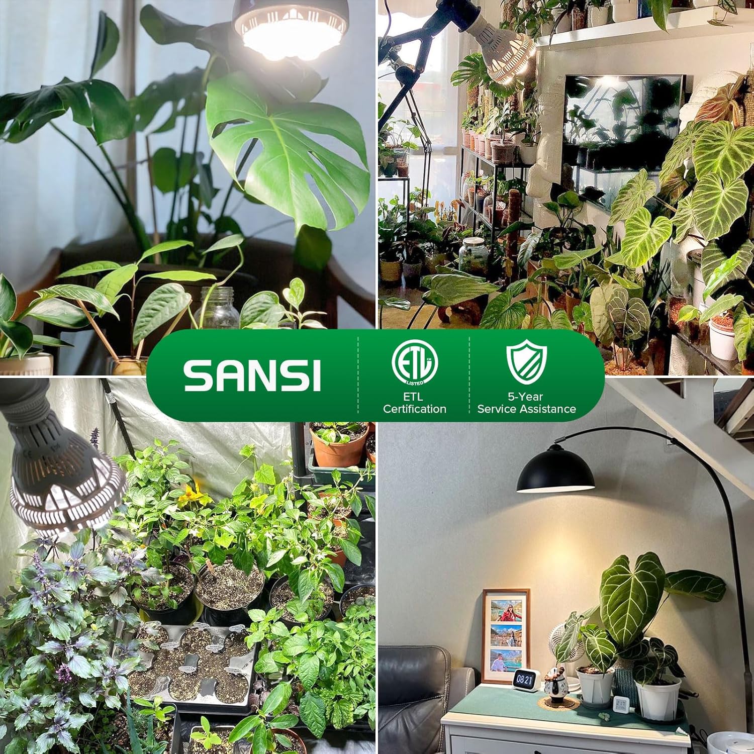 SANSI Grow Light Bulb with COC Technology, Full Spectrum 24W Grow Lamp (300 Watt Equivalent) with Optical Lens for High PPFD, Perfect for Seeding and Growing of Indoor Plants, Flowers and Garden
