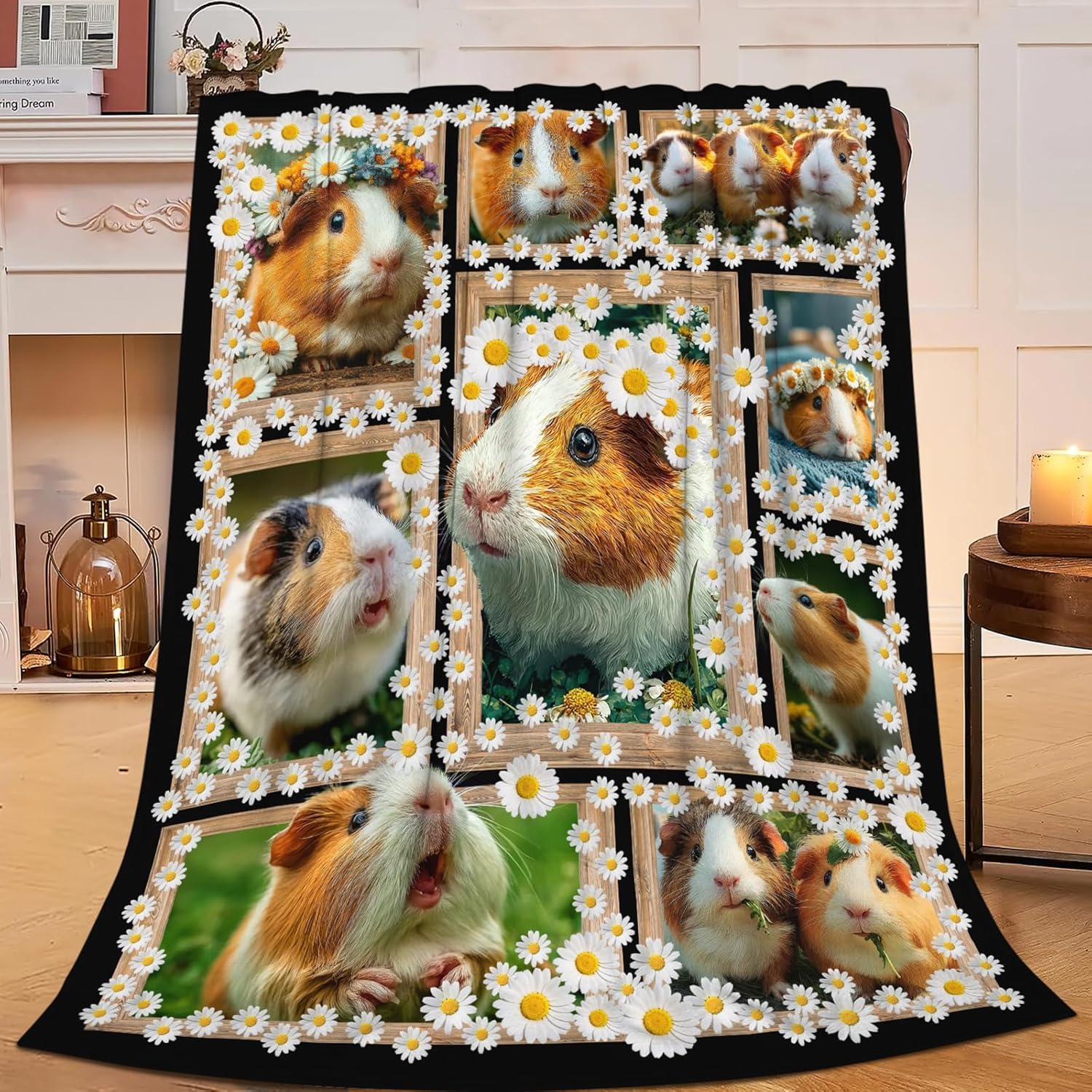 Guinea Pig Throw Blanket Guinea Pig Stuff Gifts for Kids Girls Boys Adults Women Men Soft Cozy Warm Plush Fluffy Fuzzy Fleece Blanket Decor 60''X80''