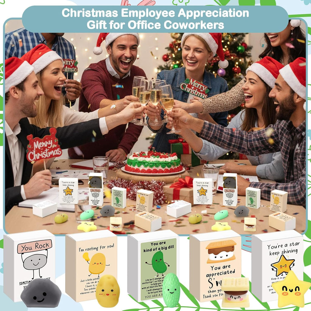 Wettarn 25 Sets Appreciation Gifts Cute Stress Balls with Support Gift Boxes Inspirational Party Favors for Employee Coworker Friends Office Positive Relief Toys Desk Decor