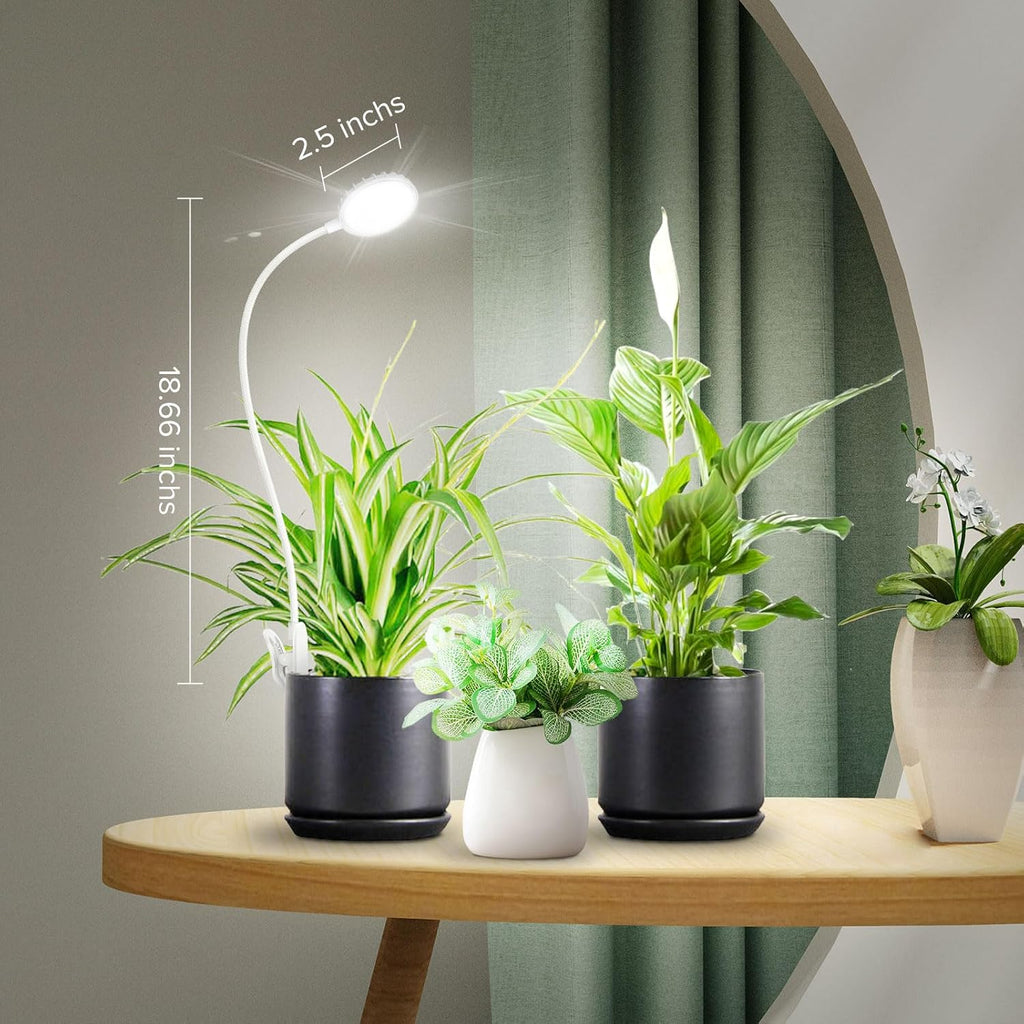 Grow Light, Full Spectrum Plant Lights for Indoor Growing, 10 W Pot Clip On Growing Lamp with Auto On/Off Timer 3/6/12H, 4 Dimmable Brightness, Ideal for Pot Plants Indoor, 3 Pack