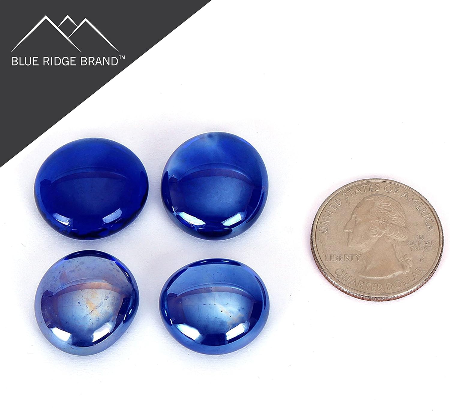 Reflective Fire Pit Glass Beads - Professional Grade Fire Glass for Fire Pit - 3/4" Firepit Glass Rock - Glass Stones - Gas & Propane Fireplace Glass (20 Pound, Dark Blue)