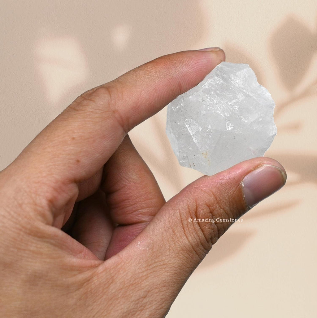 Amazing Gemstone Clear Quartz Raw Crystals and Healing Stones, Natural Rocks for Tumbling - DIY Raw Stones and Crystals, 2 Pieces