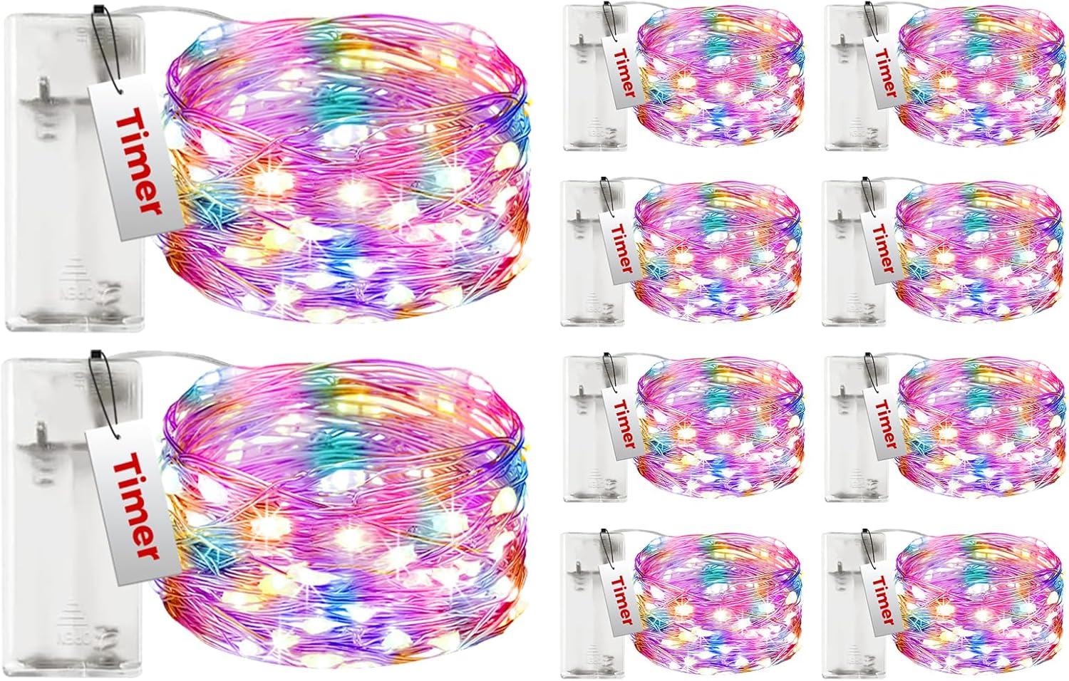 btfarm 10 Pack Fairy Lights Battery Operated with Timer, 10FT 30LED Twinkle Lights Waterproof, Copper Wire Christmas String Lights Battery Powered for Indoor Outdoor Wedding Party Holiday Decorations