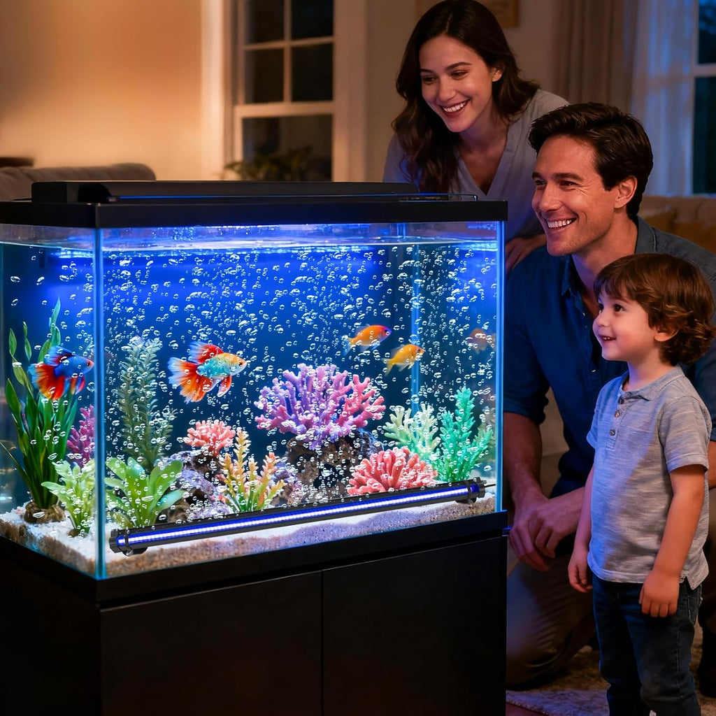 Submersible Fish Tank Aquarium Light: Underwater Aquarium Bubble Lights with Adjustable Brightness Colors -IP68 Waterproof Bubble Lights with Remote and Suction Cups for 20-25 inch Aquarium Fish Tank