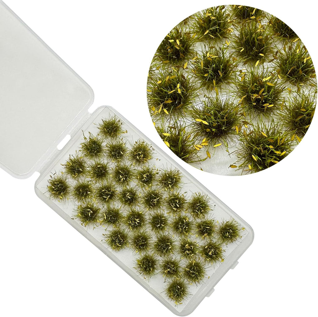 Woohome 32 PCS Miniature Grass Cluster, Yellow Static Grass Tuft Model Vegetation Groups Static Grass Tufts for DIY Model Train Landscape Railroad Scenery Grass Tufts Flower, Style 10