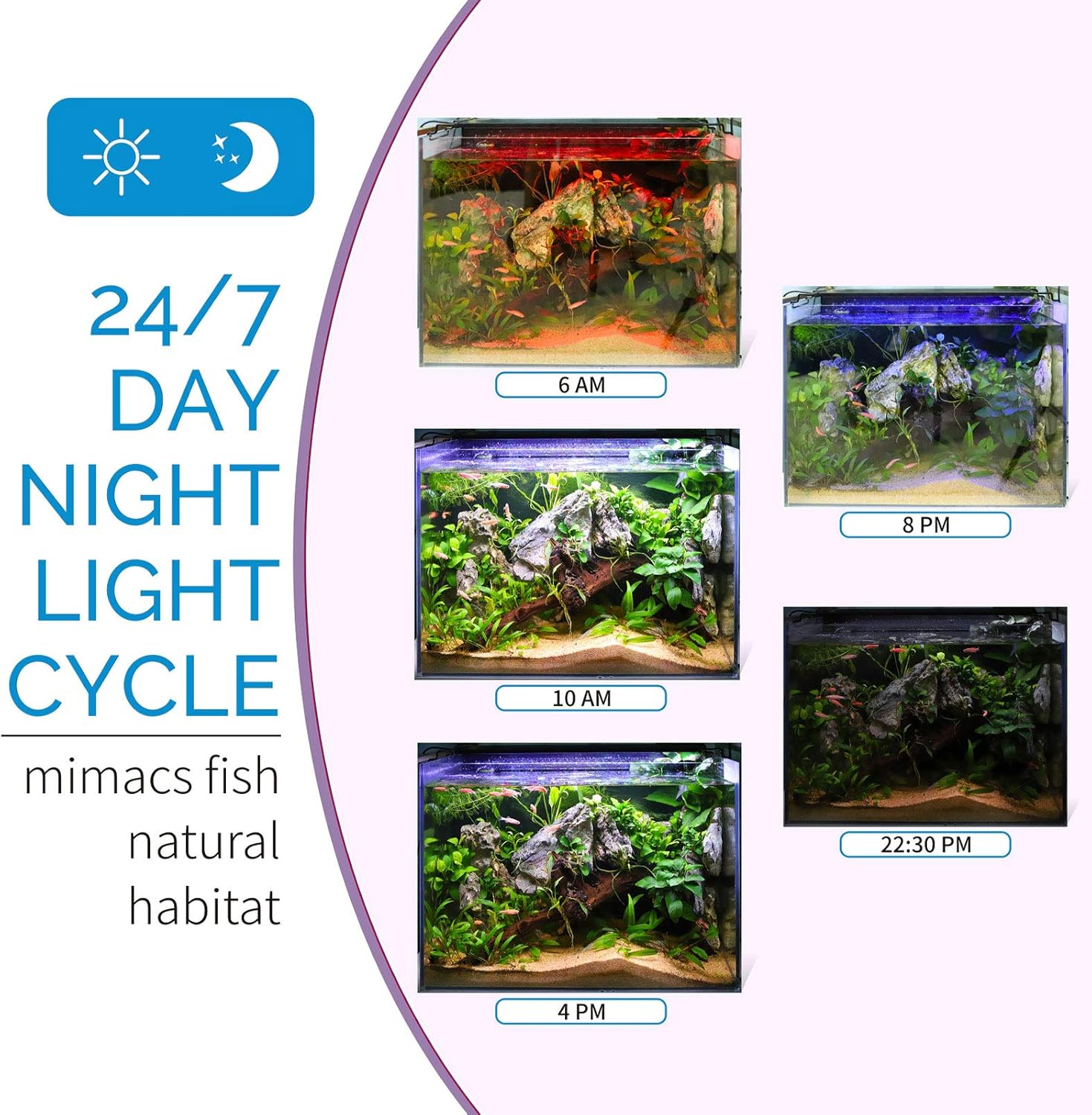 hygger Advanced LED Aquarium Light with Timer, 24/7 Lighting Cycle & DIY Mode, Full Spectrum Fish Tank Light for 30-36 in Freshwater Planted Tank
