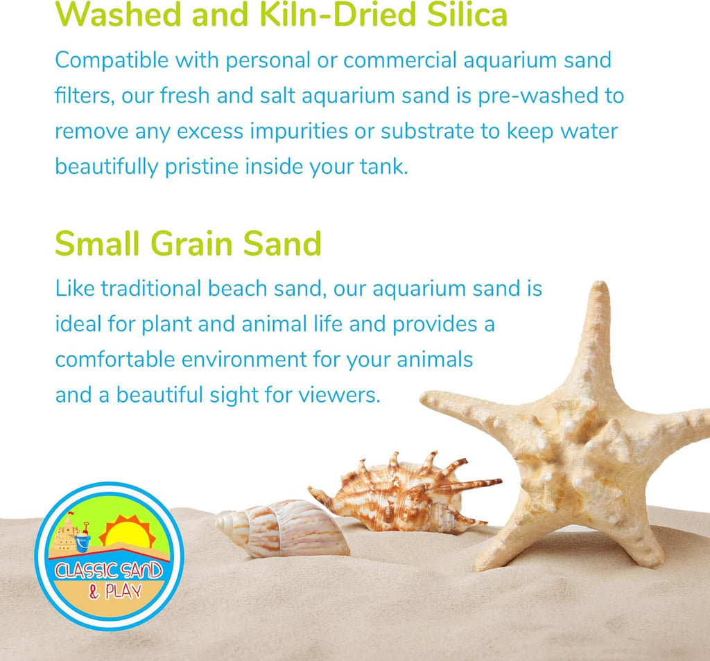 CLASSIC SAND & PLAY Natural Aquarium Sand for Freshwater and Saltwater Tanks, 40 lb. Bag, Improves Filter Life and Filtration Process, Pre-Washed Fine Sand, Purple