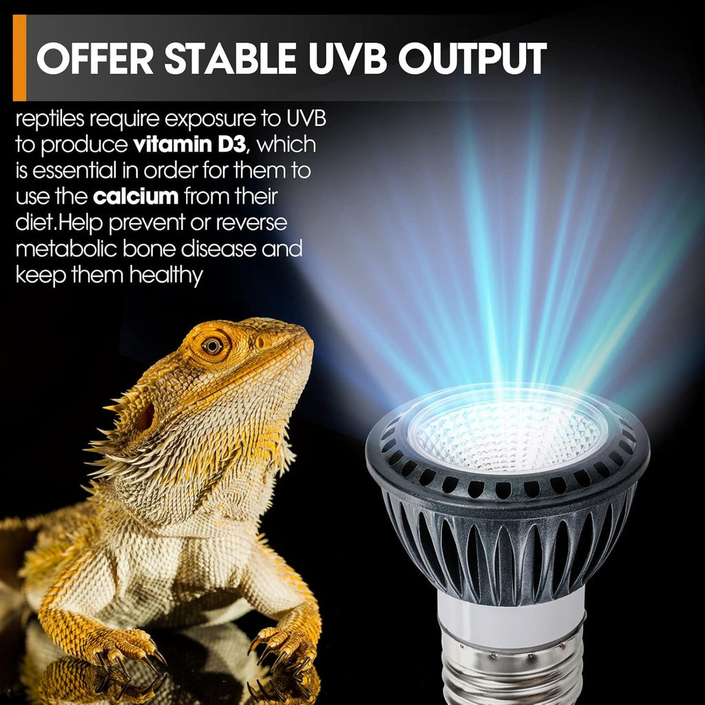 Premium High-Intensity UVB Reptile Light for Optimal Calcium Metabolism,5-Watt 10.0 Desert UVB Light Ideal for Desert-Dwelling Reptiles Bearded Dragons Tortoises