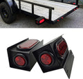 2 Pack Steel Trailer Light Box with 6" Red LED Oval Tail Lights & 2" Round Side Lights with License Plate Bracket for Trailer Truck