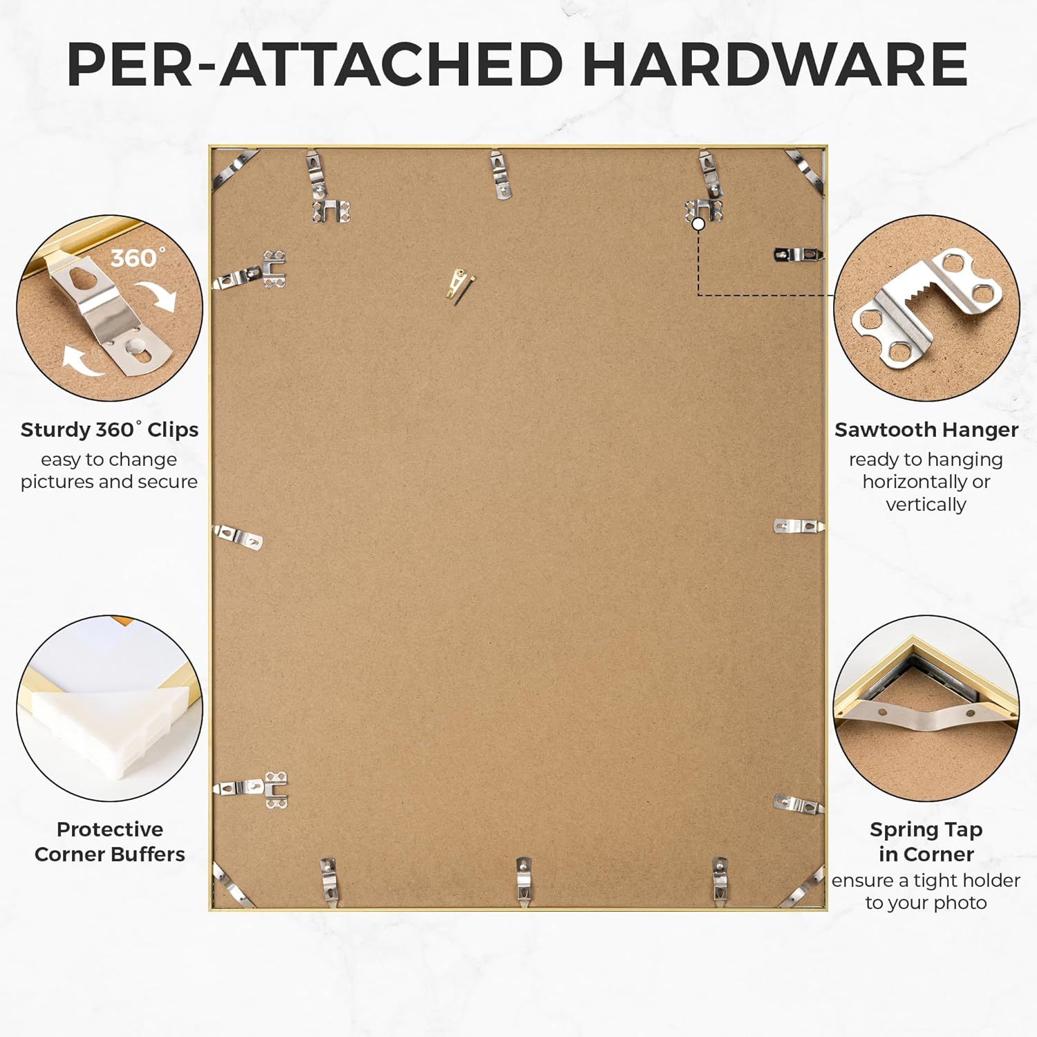RICHFOCUS Aluminum Picture Frame - 24x36 Gold Metal Frame with Mat for 20x30 Photo, Floating Frame with Tempered Glass - Poster Frame Wall Hook Included for Gallery Wall