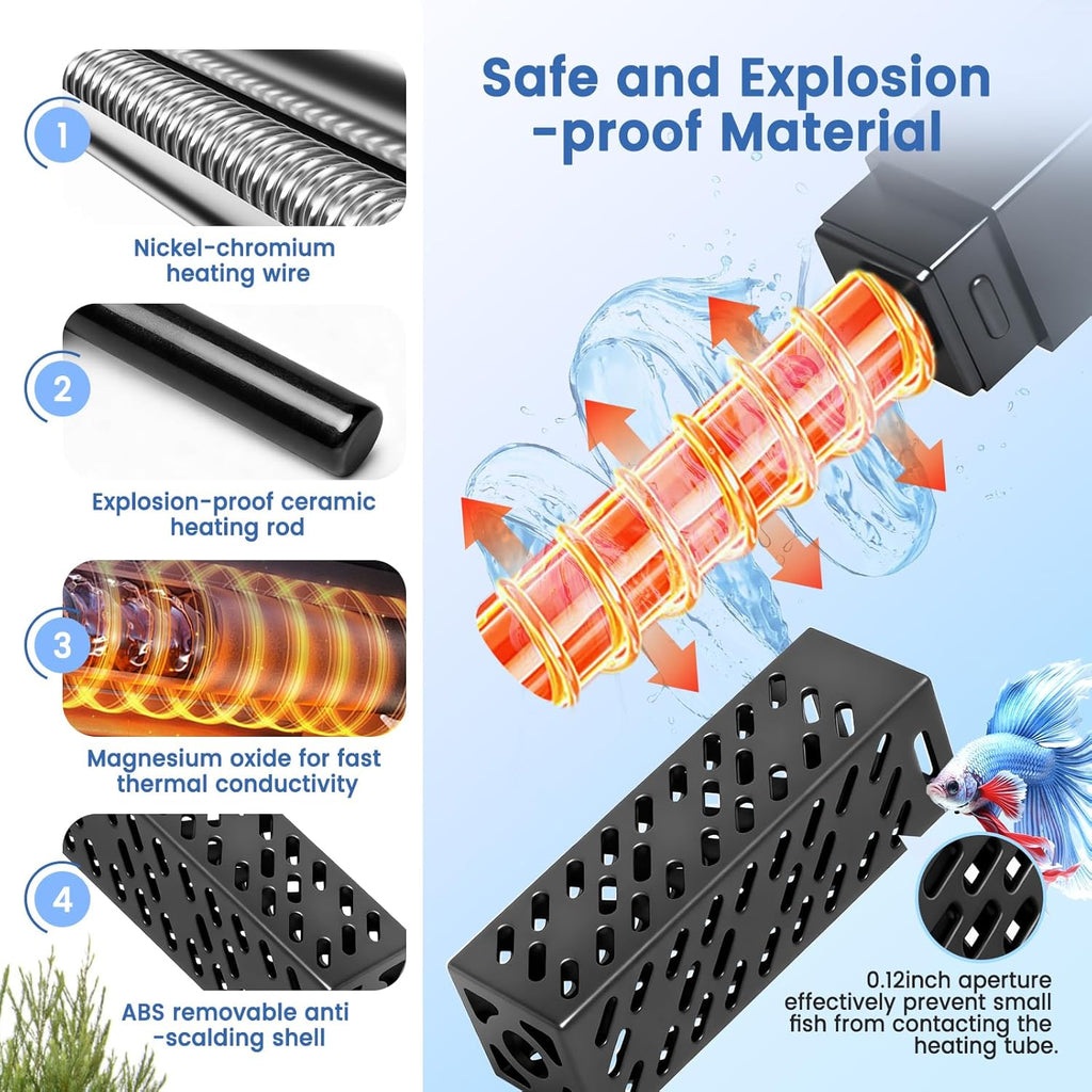 hygger Aquarium Heater, Upgraded Ceramic 50W Small Fish Tank Heater with Digital LED Controller, Fast Heating, Precise Temperature Control, Turtle Tank Heater for Freshwater/Saltwater