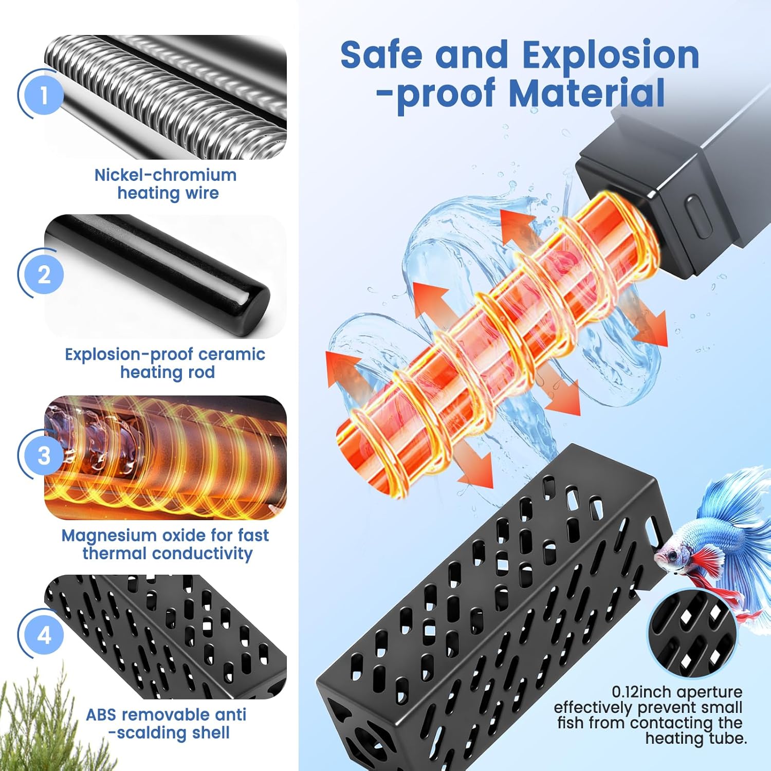 hygger Aquarium Heater, Upgraded Ceramic 50W Small Fish Tank Heater with Digital LED Controller, Fast Heating, Precise Temperature Control, Turtle Tank Heater for Freshwater/Saltwater