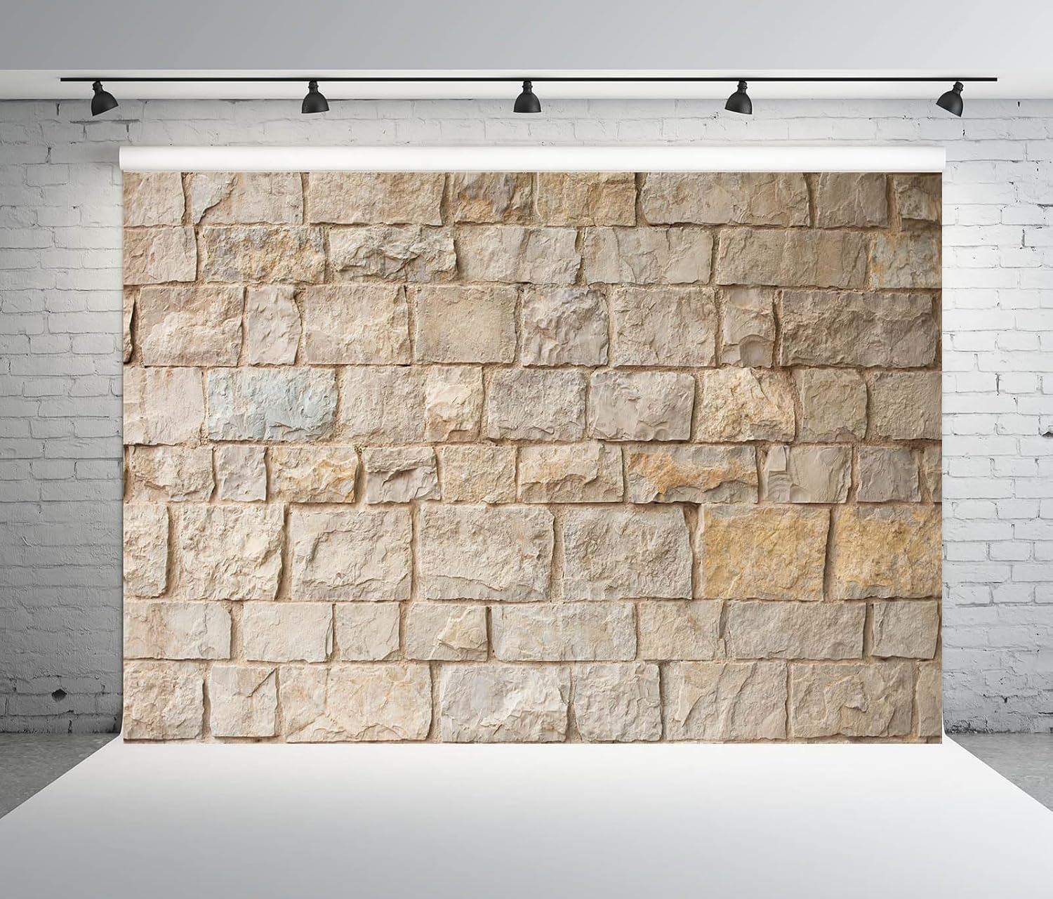 10x6.5ft Fabric Brick Stone Wall Backdrop - Old Outdoor Rock Textures Background for Medieval Castle Party Decorations, Baby Shower, Kids & Adults Portraits