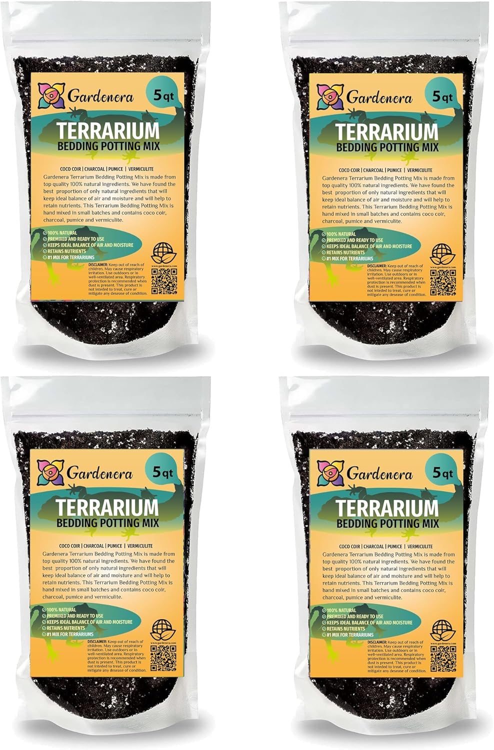 Gardenera Terrarium Potting Soil Mix - Perfect Balance of Ingredients for Closed-Top and Open-Top Terrariums - 20 QUARTS