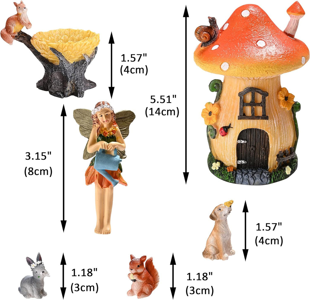 Sparkle Race Fairy Garden Accessories Kit with Miniature Figurines, Fairy Village Kit for Kids, Gnomes Garden Decorations, Outdoor & Indoor Ornaments