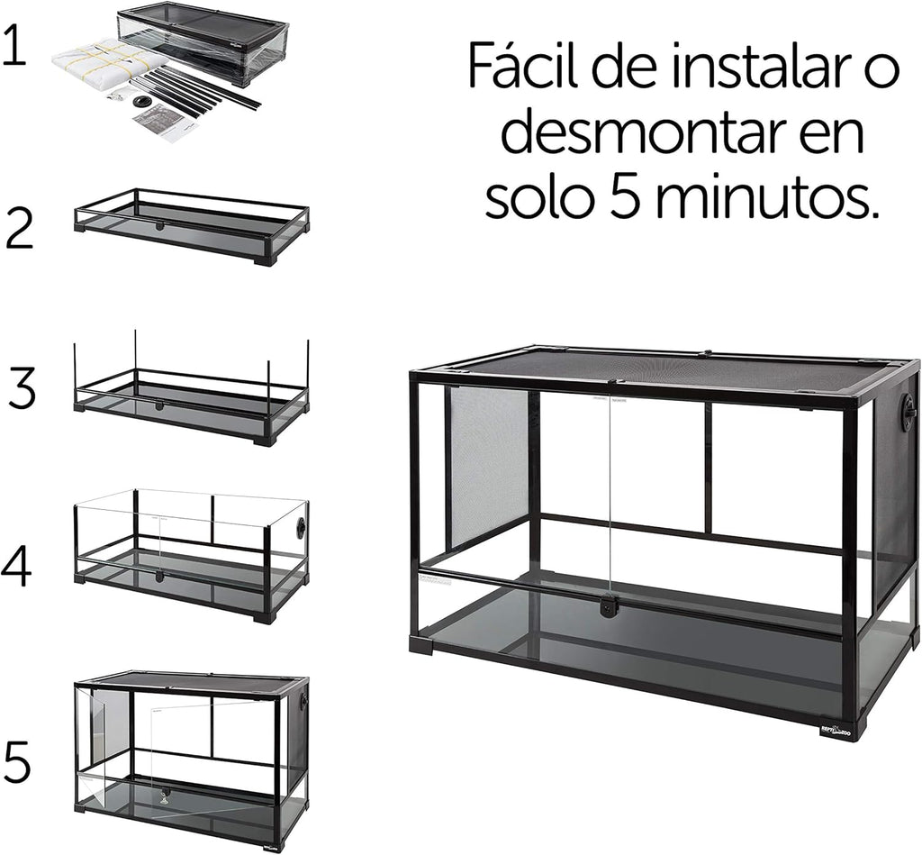 REPTI ZOO 67 Gallon Large Reptile Glass Terrarium Tank Double Hinge Door with Screen Ventilation Reptile Terrarium Cage 36" x 18" x 24"(Knock-Down)