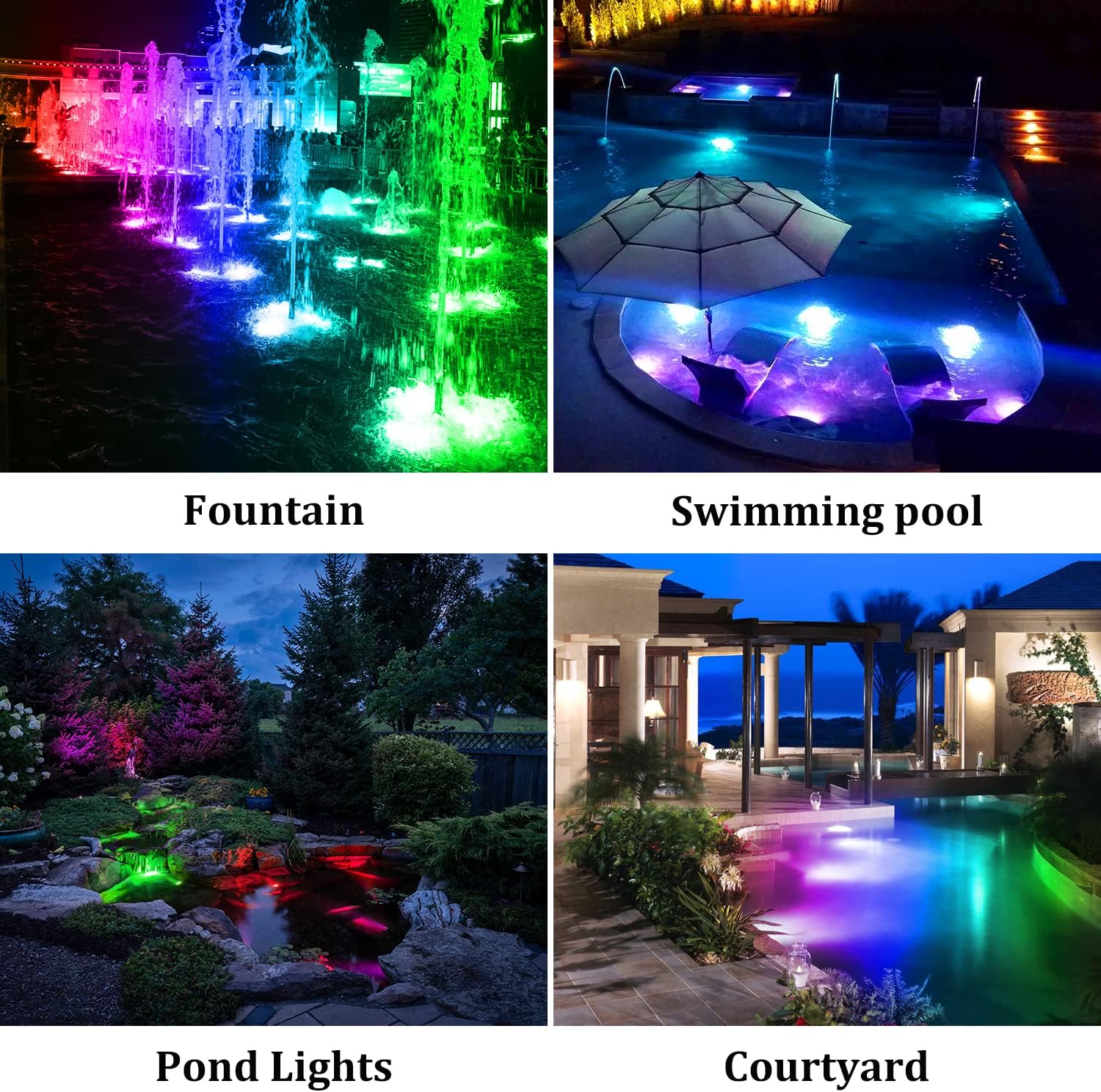 T-SUN Solar Pond Light LED Underwater Pond Light Solar Fountain Lights IP68 Waterproof Pond Lights for Aquarium Garden Waterfall Fish Trank(5 Lights-RGB)