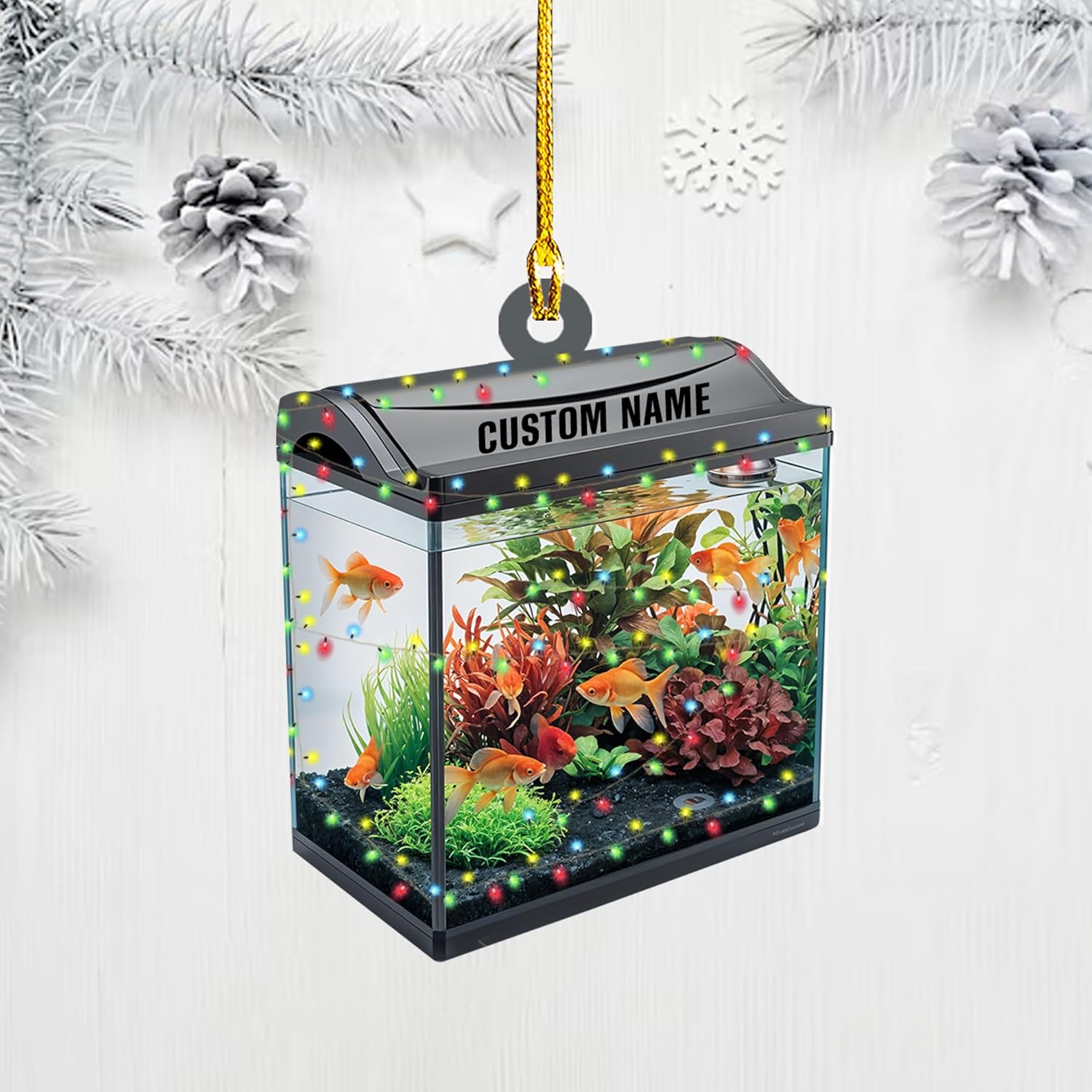 Personalized Aquarium Christmas Ornament, Fish Christmas Ornament, Gift for Fish Lover, Custom Aquarium Christmas Tree Keepsake, Kids First Gift Ideas, Pet Kids Ornament (AFT1)