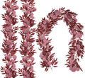 RECUTMS 2Pcs Artificial Eucalyptus Garlands with Willow Leaves 6.6Ft Faux Hanging Eucalyptus Willow Vines Fall Rattan Thanksgiving Christmas Party Wedding Table Centerpiece Fireplace Decor(Burgundy)