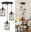 3-Light Pendant Lighting, Industrial Farmhouse Hanging Light Fixture with Clear Glass Shades, Adjustable Height Matte Black Vintage Ceiling Lamp for Kitchen Island & Dining Room, E26 Base