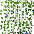 6 Pcs Artificial Hanging Plants Sweet Potato Leaf Vine with 60 Colored Lights,Fake Plant Vine Hanging Garland for Wall,Party Wedding, Home,Kitchen,Indoor and Outdoor Decoration (Creeper Vine Leaves)