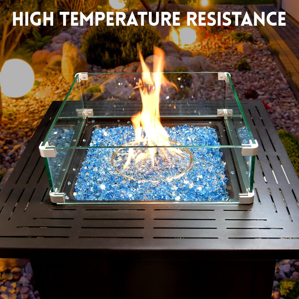 GasSaf 1/4 Inch Fire Glass Reflective Tempered Fireglass Cut Crushed FireGlass for Fire Pit, Fireplace, Replaces Existing Gas Logs & Lava Rocks (10 Pound)(Pacific Blue Reflective)