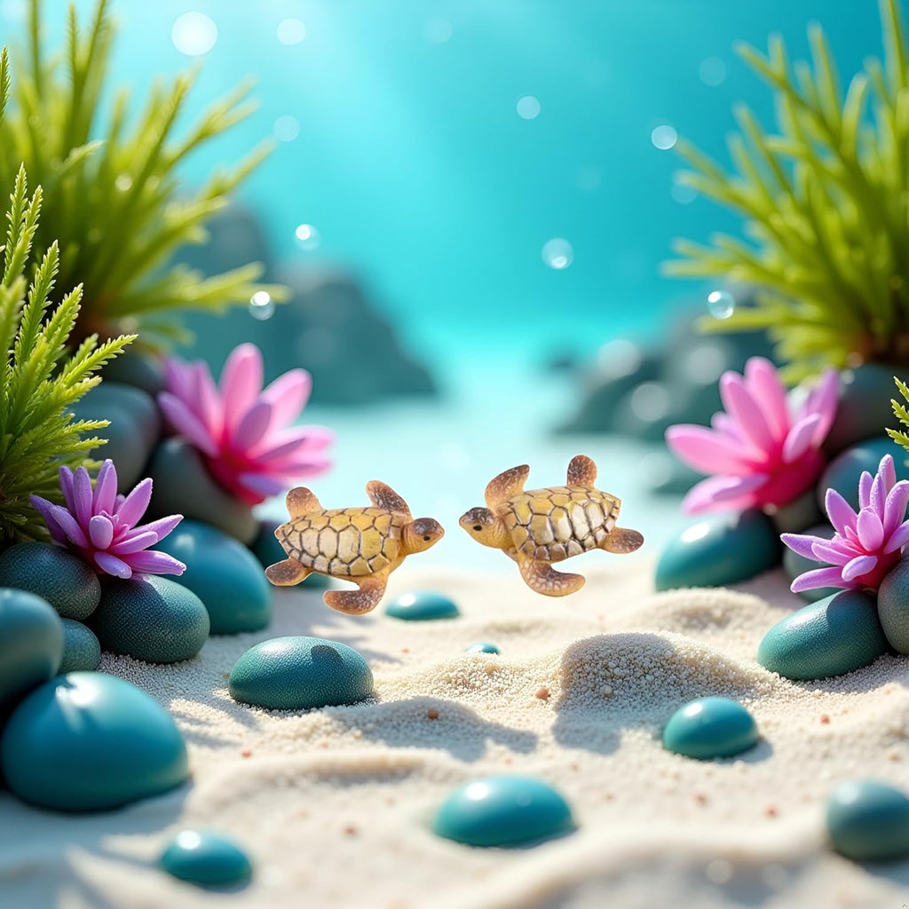 2 Pcs Miniature Sea Turtle Figurine, Mini Sea Turtle Fairy Garden Accessoriesfor Fish Tank Decoration, Succulent Planter, Micro Landscape, Fairy Garden Decor, Cake Toppers, Fish Tank Decoration
