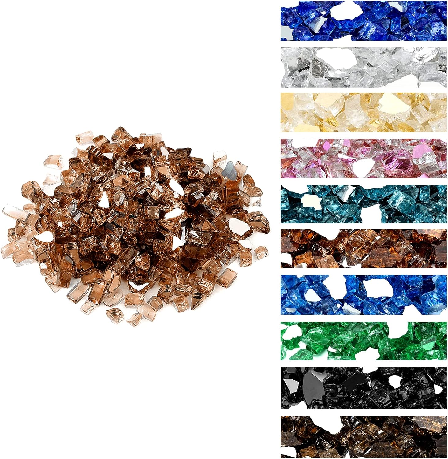 Onlyfire 10 pounds Fire Glass for Propane Fire Pit and Gas Fireplace, 1/2 Inch Reflective Firepit Glass Rocks for Fire Pit Table and Fire Bowl, High Luster Copper