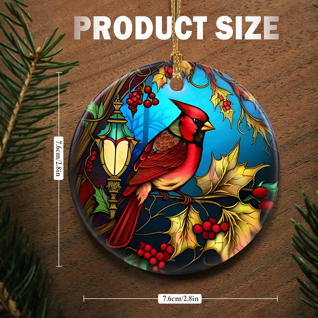 Touber Cardinal Ornament, Christmas Ornament, Christmas Decoration, Holiday Present Idea, Heirloom Keepsake, Round Ceramic, Gift Exchange, Bauble Present, Gift Idea, Cardinal