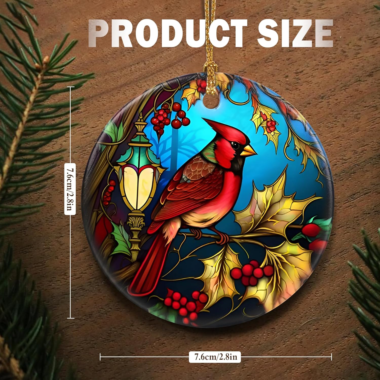 Touber Cardinal Ornament, Christmas Ornament, Christmas Decoration, Holiday Present Idea, Heirloom Keepsake, Round Ceramic, Gift Exchange, Bauble Present, Gift Idea, Cardinal