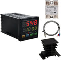 PID Temperature Controller Meter Indicator, Jaybva Digital Universal Thermostat C and Fahrenhe F Display SSR and Alarm Output 40A Solid State Relay and Thermocouple Probe Heat Sink Included