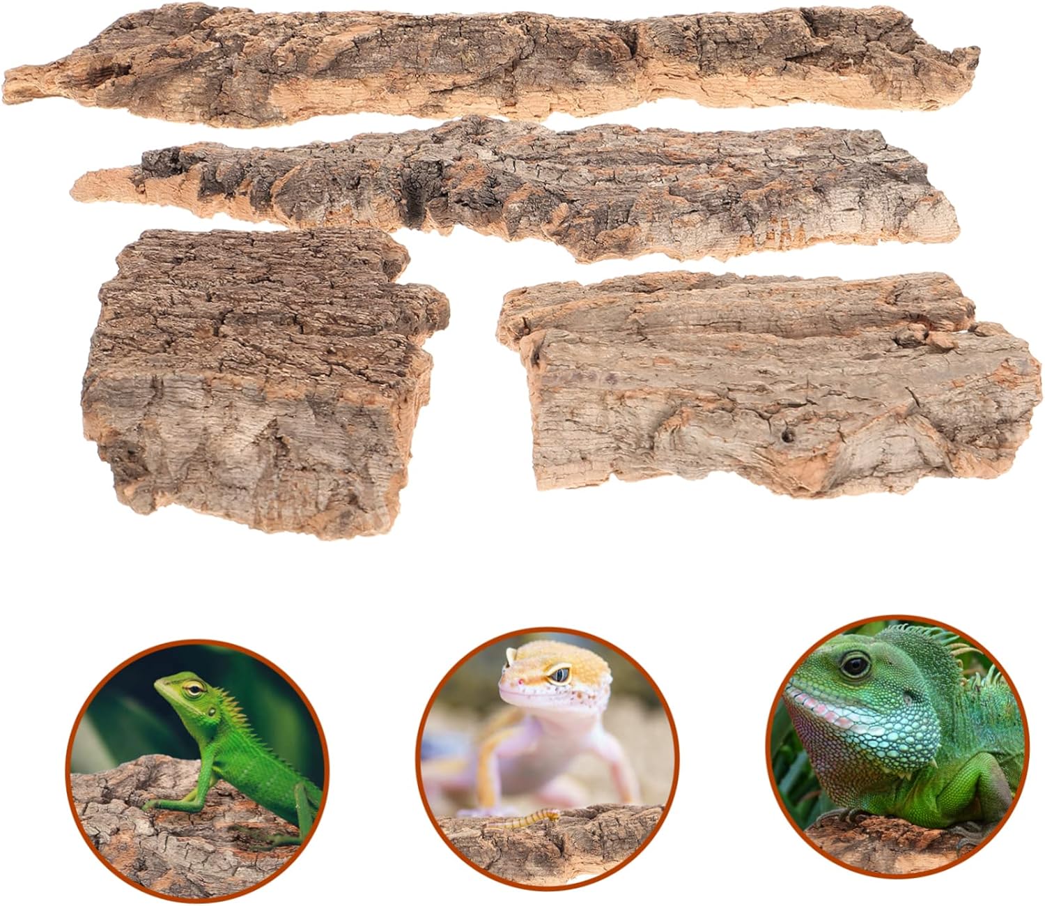 4Pcs Reptile Cork Bark Climbing Platform Natural Wood Terrarium Decor Hideouts for Snakes Lizards Small Pets Aquarium Accessories