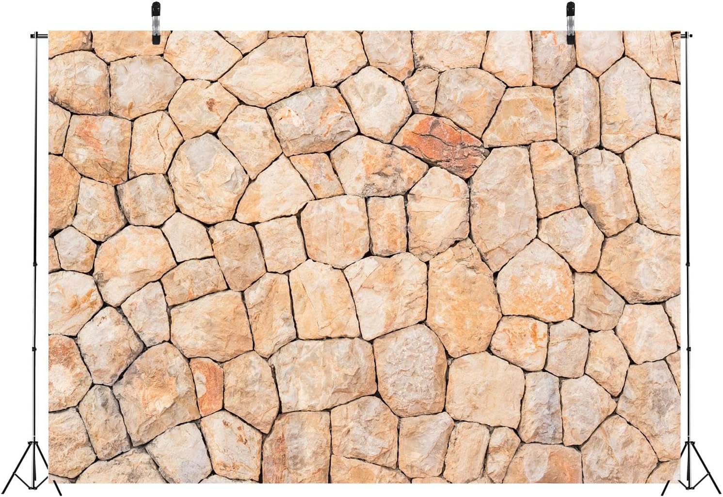 12x8ft Fabric Stone Wall Backdrop Natural Rock Wall Textured Photography Background Birthday Party Decoration Newborn Boy Kid Adult Artistic Portrait Seamless Scene Video Photo Shoot Props