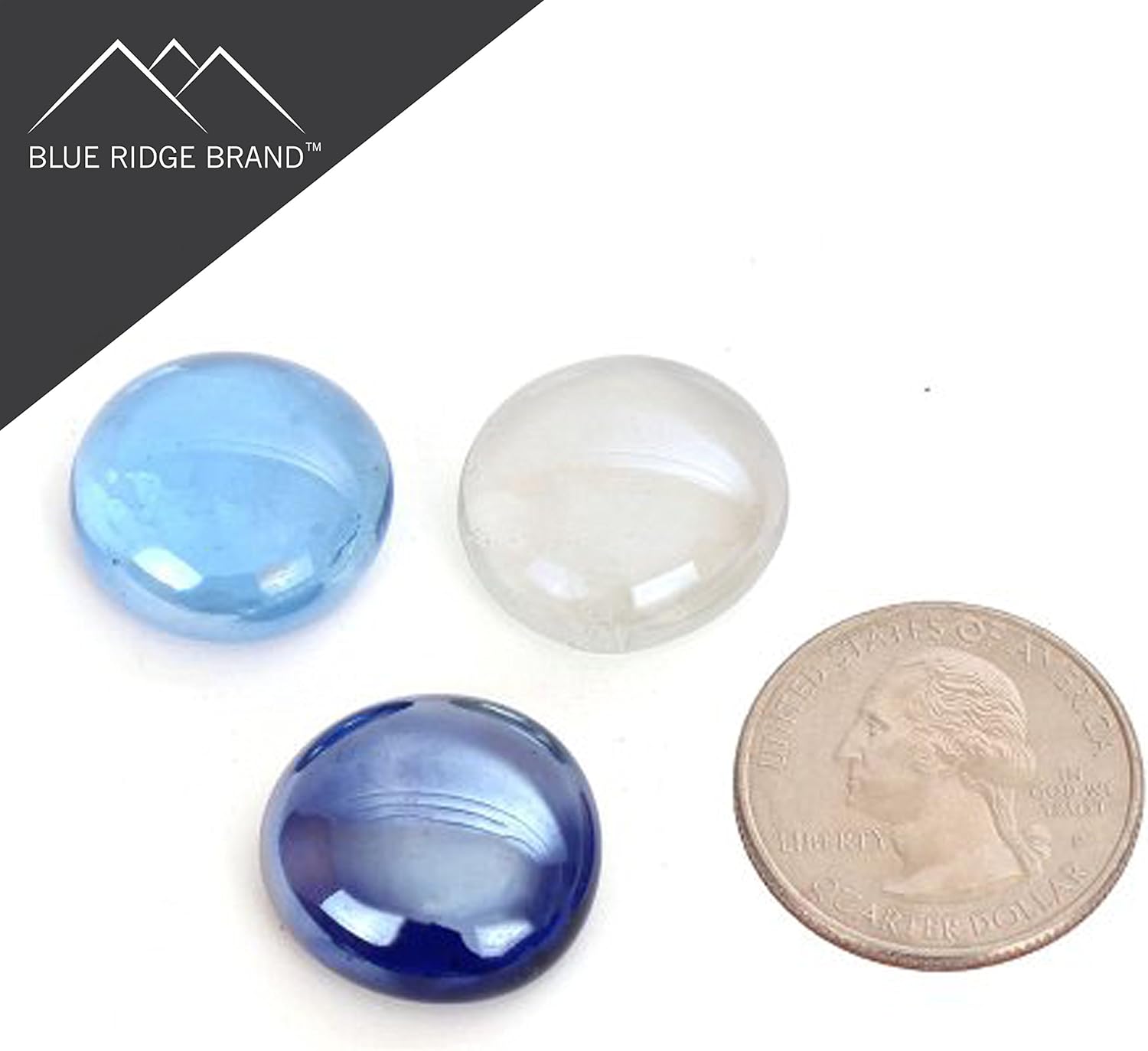 Reflective Fire Pit Glass Beads - Professional Grade Fire Glass for Fire Pit - 3/4" Firepit Glass Rock - Glass Stones - Gas & Propane Fireplace Glass (10 Pound, Dark Blue, Light Blue)