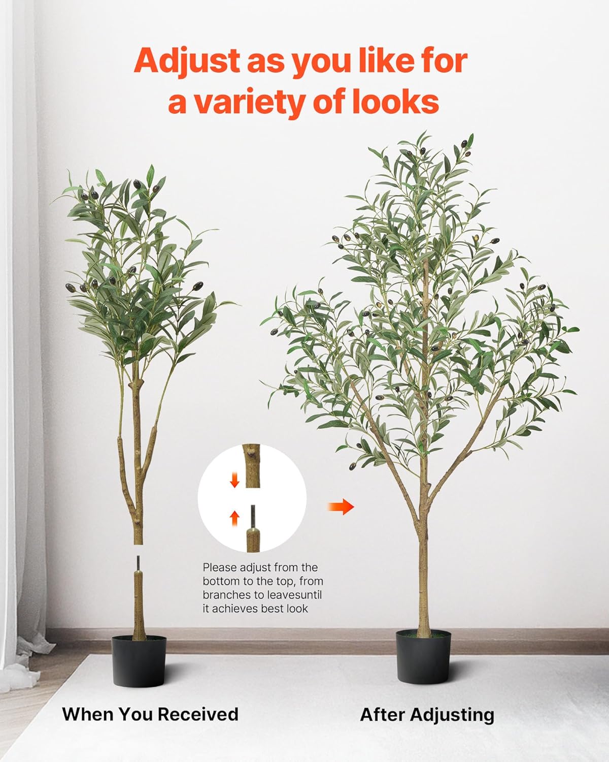 VEVOR 5FT Artificial Olive Tree with Black Pot, Tall Fake Tree with Natural Wood Trunk & Realistic Green Leaves and Fruits, Indoor Faux Plant for Home, Office, Living Room, Corner Decor