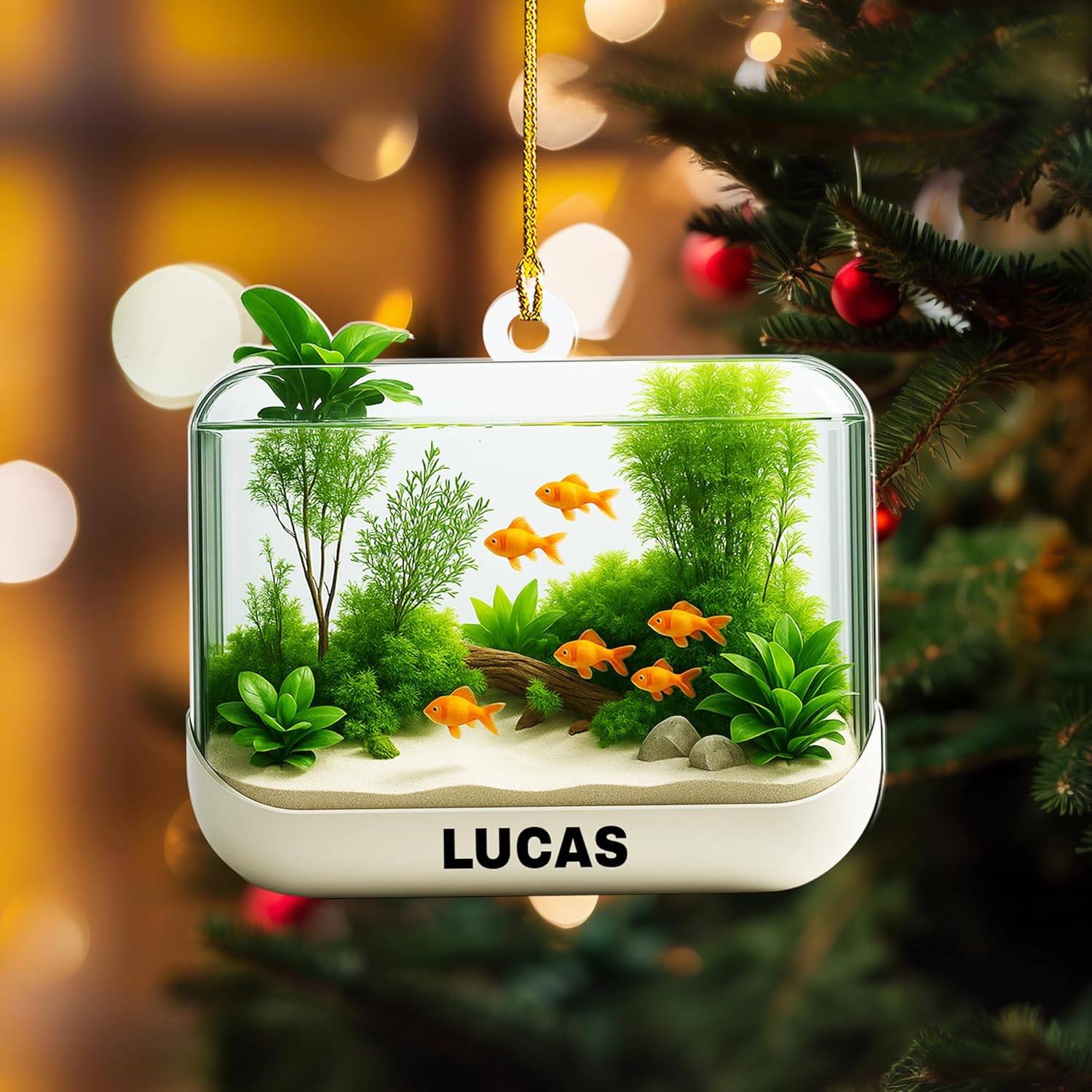 Personalized Aquarium Fish Tank Christmas Ornament 2025, Custom Name Clownfish Holiday Tree Decoration, Unique Keepsake Gift for Fish Lovers, Pet Owners, Kids, Aquarists (ON4)