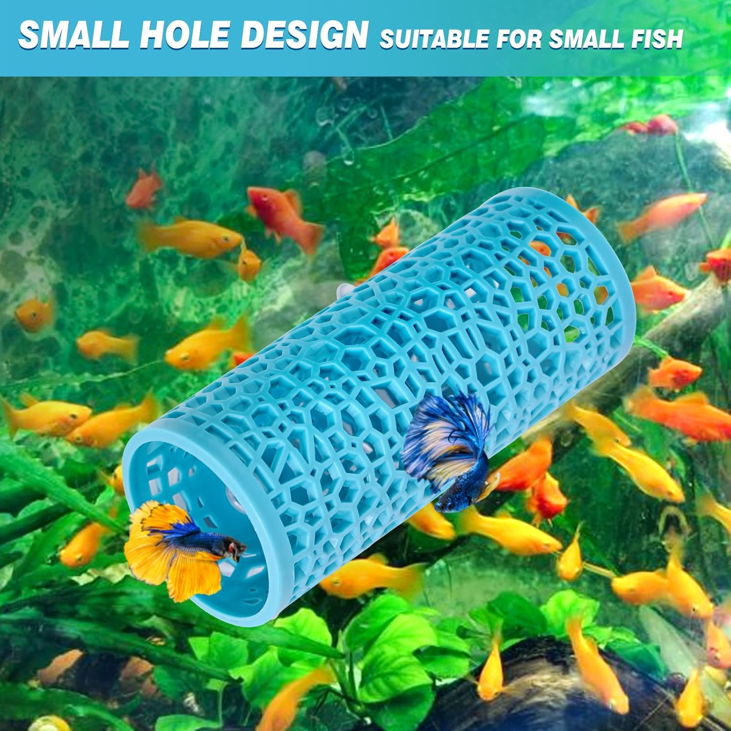 Abizoo Betta Fish Tunnel Hideout for Aquarium Decoration Hollow Coral Design Smooth Finish, Fish Tank Accessory Habitat Cave for Betta Shrimp Guppies Neon Tetras Zebra Danios and Other Small Fish