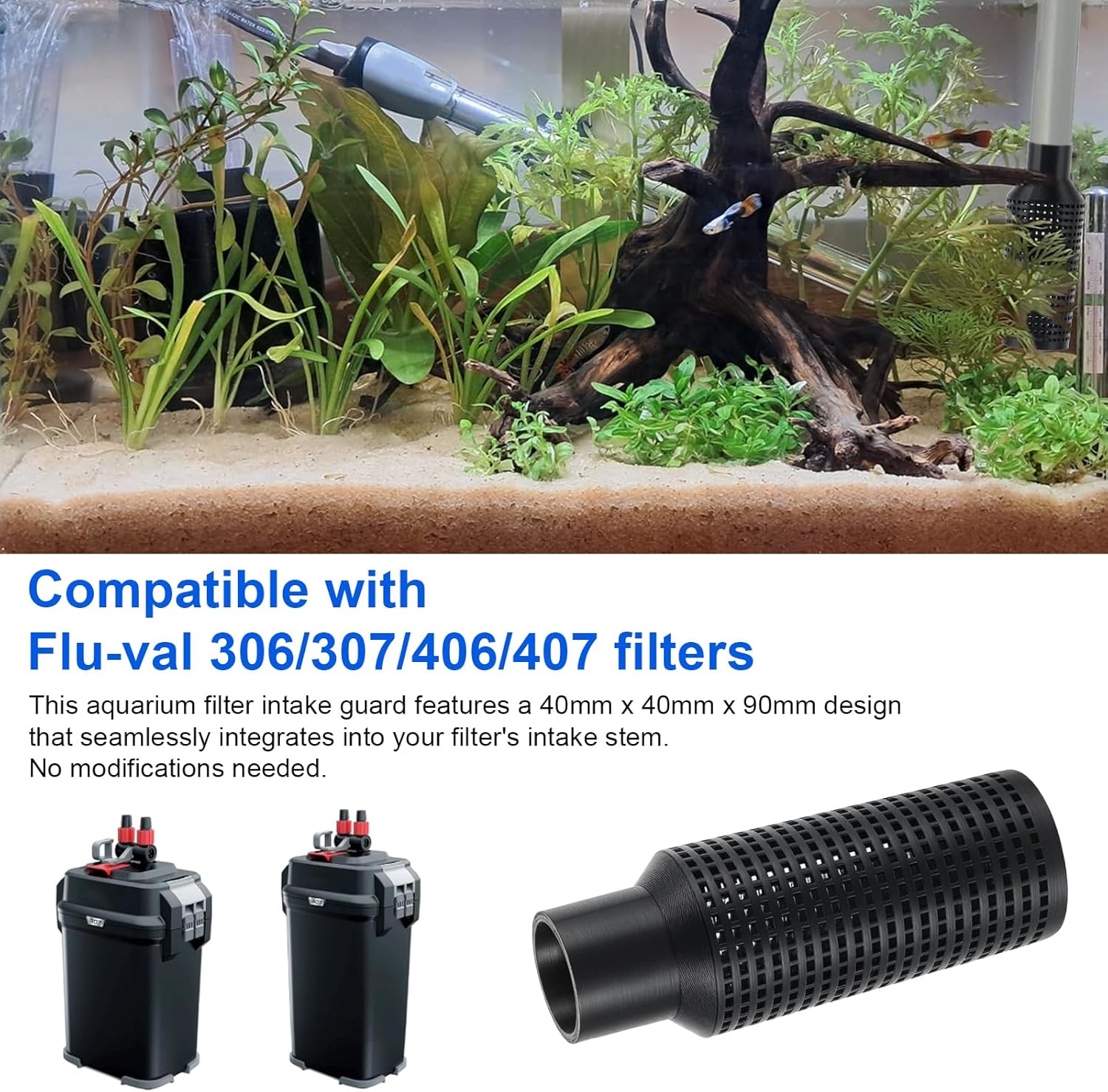 Aquarium Filter Intake Guard Replacement for Flu-val 306/307/406/407, Fish Tank Canister Filters Cover Protect Aquatic Life, Aquarium Intake Filter - 1 Pack