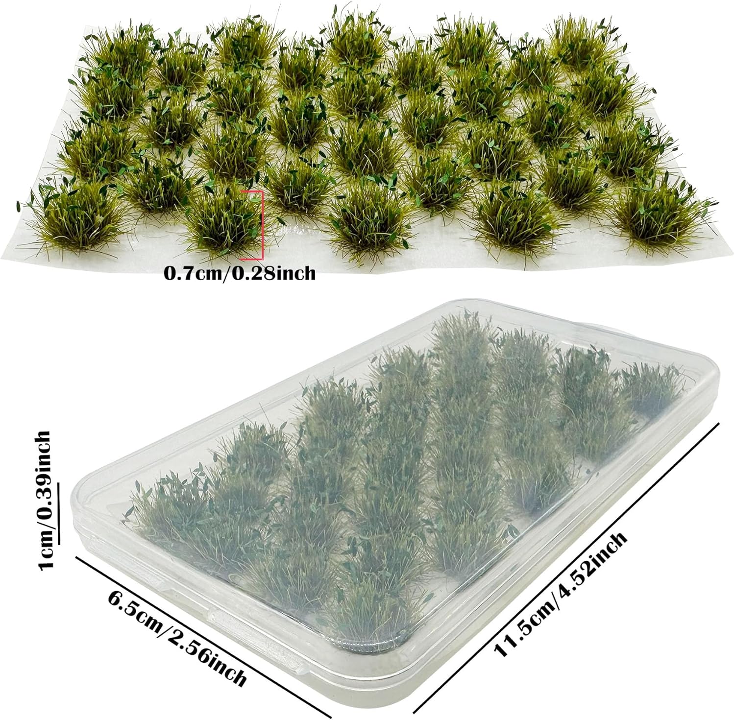 Woohome 32 PCS Miniature Grass Cluster, Field Green Static Grass Tuft Model Vegetation Groups Static Grass Tufts for DIY Model Train Landscape Railroad Scenery Grass Tufts Flower
