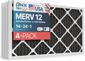 BNX TruFilter 14x24x1 MERV 12 Odor Defense (4-Pack) AC Furnace Air Filter with Activated Carbon - MADE IN USA - Pleated Air Conditioner HVAC AC Furnace Filters - Removes Odor, Mold, Bacteria, Smoke
