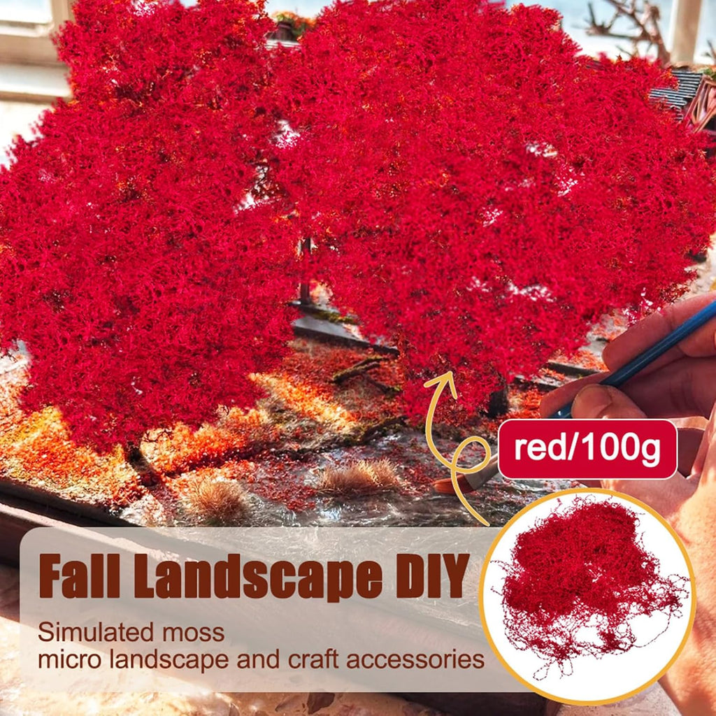 Artificial Faux Moss, Fake Moss for Crafts Preserved, Artificial Moss for Crafts, Artificial Moss for DIY Scenery, Fake Moss Decor Decorative Table, Fairy Garden, Floral Wedding (Red)