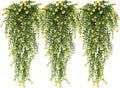 RECUTMS Outdoor Fake Hanging Plants,Hanging Plant Vine,Faux Eucalyptus Leafs Greenery Vine Plant Faux Plants Fake Plants Greenery for Jungle Theme Party Wedding Decoration(Yellow)
