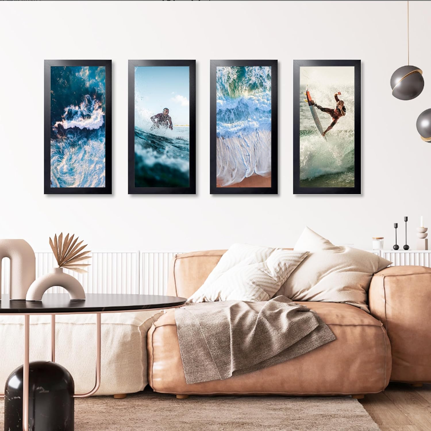 KTKDE 11x22 Poster Frame Black Woodgrain set of 3,11 by 22 Newspaper Frame with Polished Plexiglass,Studio Gallery Vertical & Horizontal Wall Hanging Large Picture Frame for Photos