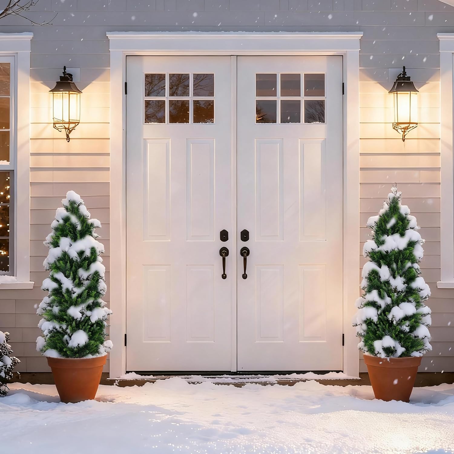 2Pack Artificial Topiary Cedar Trees, 4FT Artificial Cedar Pine Tree Potted UV Rated Plant Fake Plants Tall Artificial Plants Shrubs for Indoors Outdoors