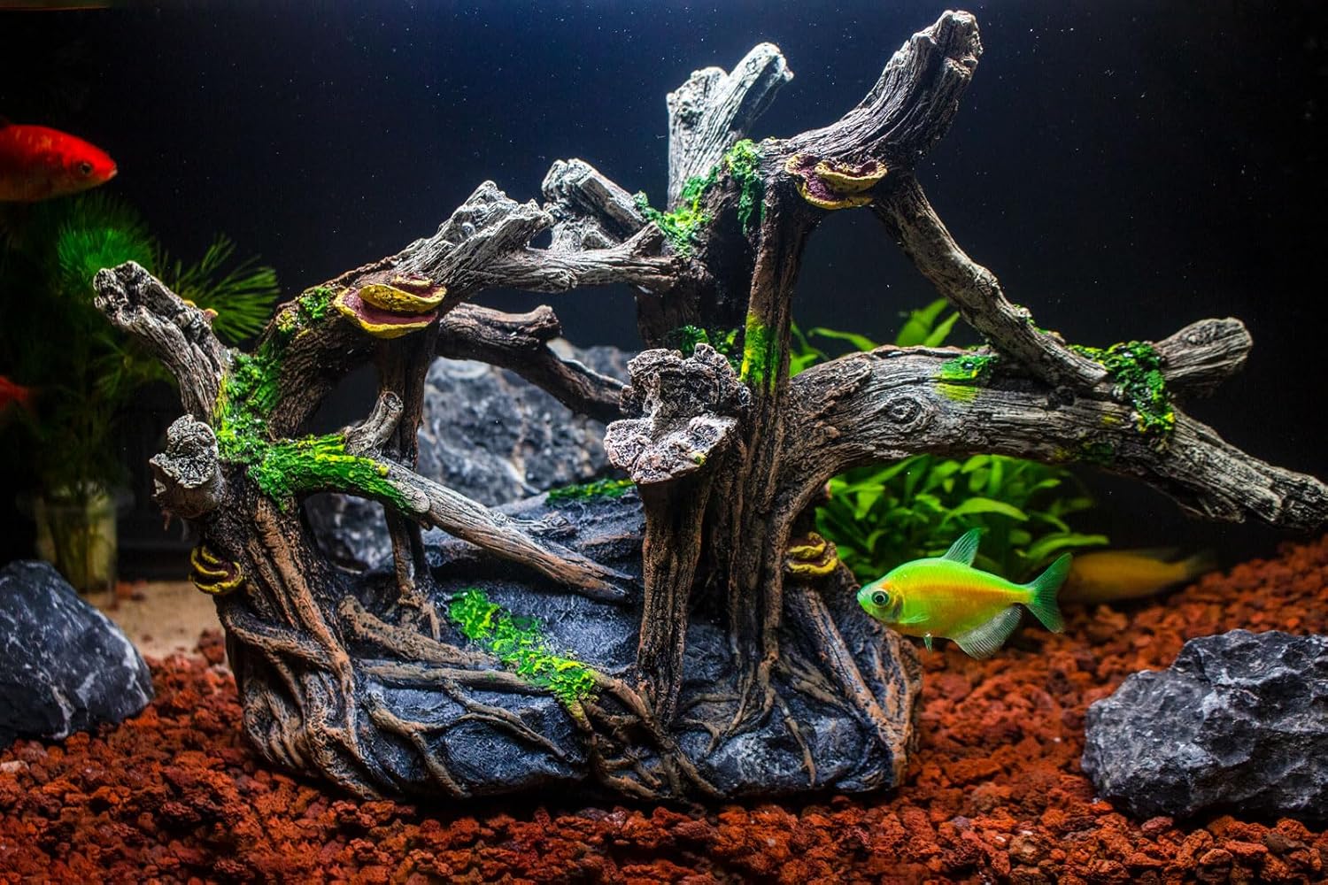 Fish Tank Decorations Aquarium Décor Resin Artificial Tree Trunk Root (A)