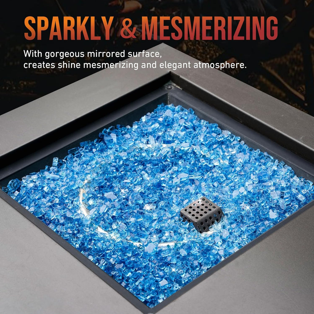 Skyflame High Luster 10-Pound Regular Fire Glass for Fire Pit Fireplace Garden Landscaping Pacific Blue 1/4" Size