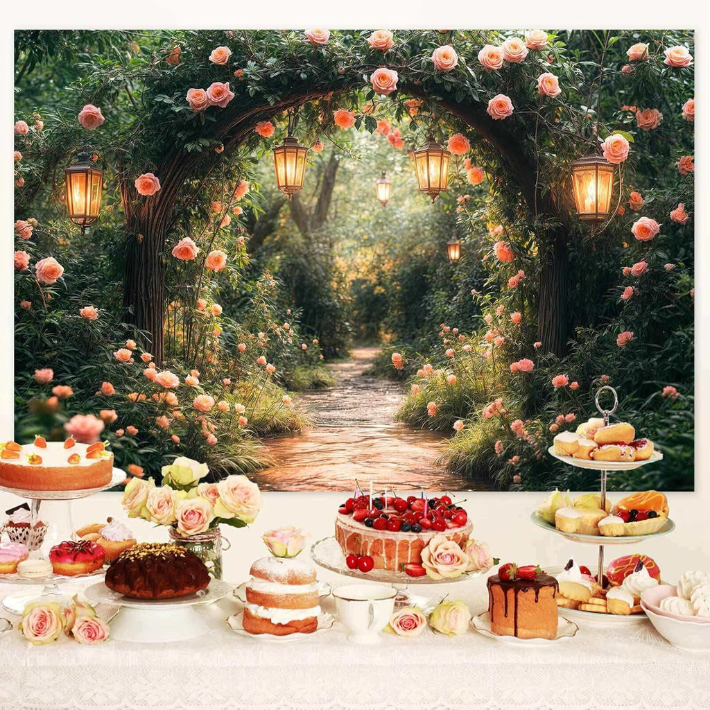Spring Enchanted Garden Backdrop Fairy Magic Forest Party Decorations Banner Floral Wonderland Photography Background Wedding Party Decorations Fabric Decor Photo Booth Studio Props 10X8
