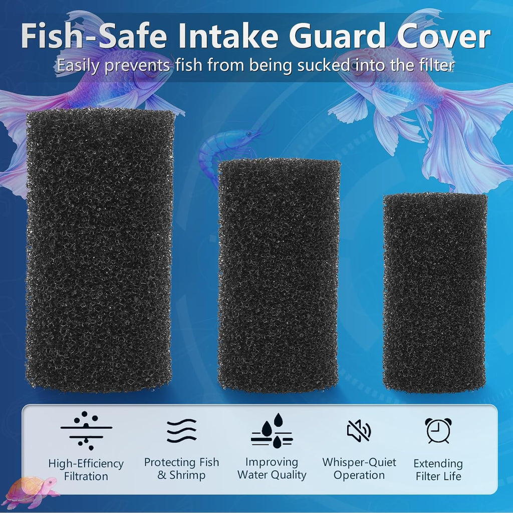 8 Pack Pre-Filter Sponge for Aquarium, Foam Filter Fry Shrimp Fish Tank 1" Intake, Replacement Foam Cover, Aquarium Pre Filter Foam Rolls