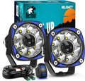 Nilight LED Light Pods 2 PCS 3 Inch 9LED Round Offroad Driving Night Vision Spotlights Auxiliary Ditch Lights w/18AWG Rocker Switch Wiring Harness Kit for Truck ATV UTV