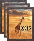 10x15 Picture Frame Set of 3, walnut Wooden Frame 10 by15 Wall Gallery Poster Photo frame with Durable Shatter Resistant Plexiglass for Wall Mounting Family -friend- wedding best gift